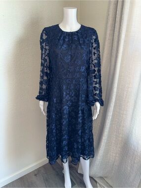 Phase Eight Rhona Floral Flocked Dress – UK 12 Approx. US size 8